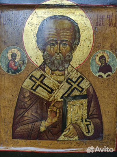 Старинная икона св Николай Чудотворец