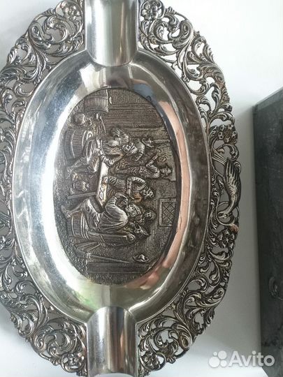 Статуэтка бронза серебро пепельница антиквариат