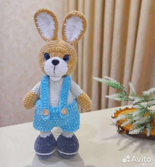 Вязаные игрушки заяц зайка зайчонок