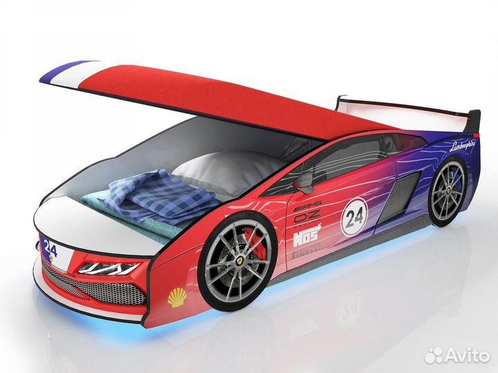 Кровать-машина Ламба Красная 2