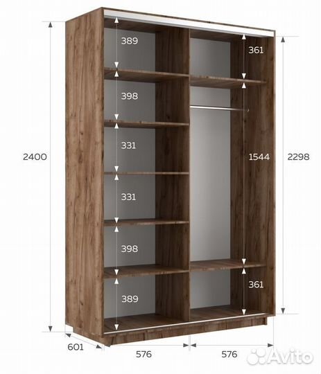 Шкаф-купе Версаль 120-240-60, крафт таб, лдсп