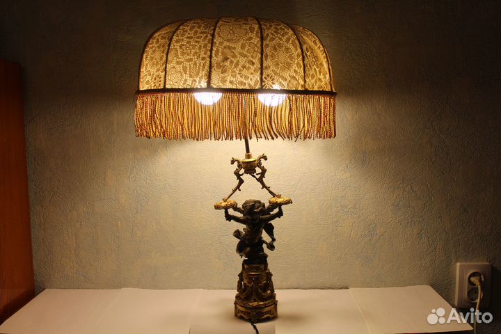 65 см. Бронзовая лампа. Рабочая. Франция. Нач 20в