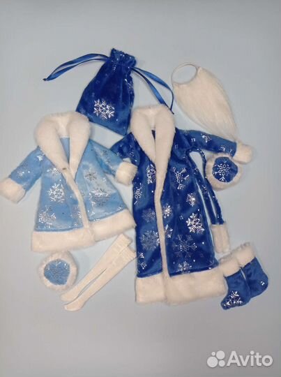 Одежда Дед Мороз для Кена и Снегурочка для Барби