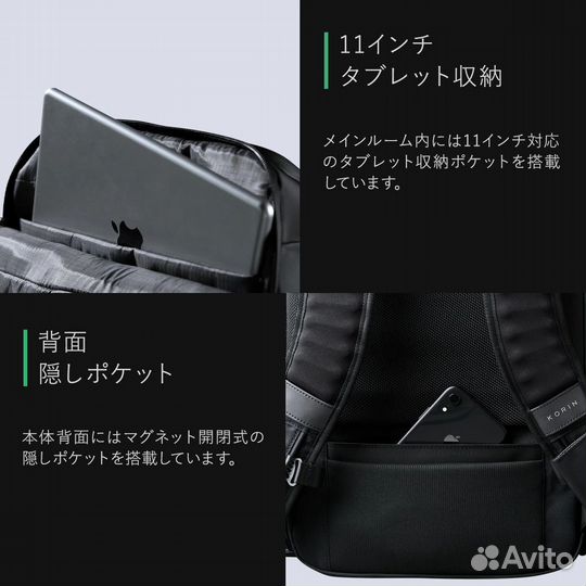 Korin новый городской/дорожный рюкзак-антивор 23л