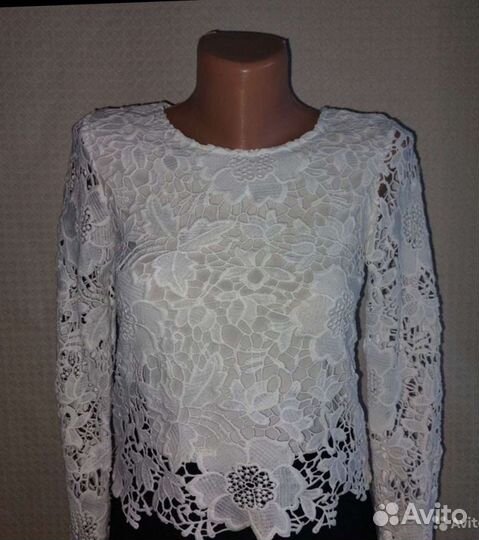 Белая блузка кружево плотное 42-44-46