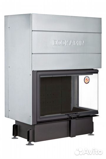Каминная топка Экокамин Дельта 1000 RB два стекла принтинг правая черный шамот