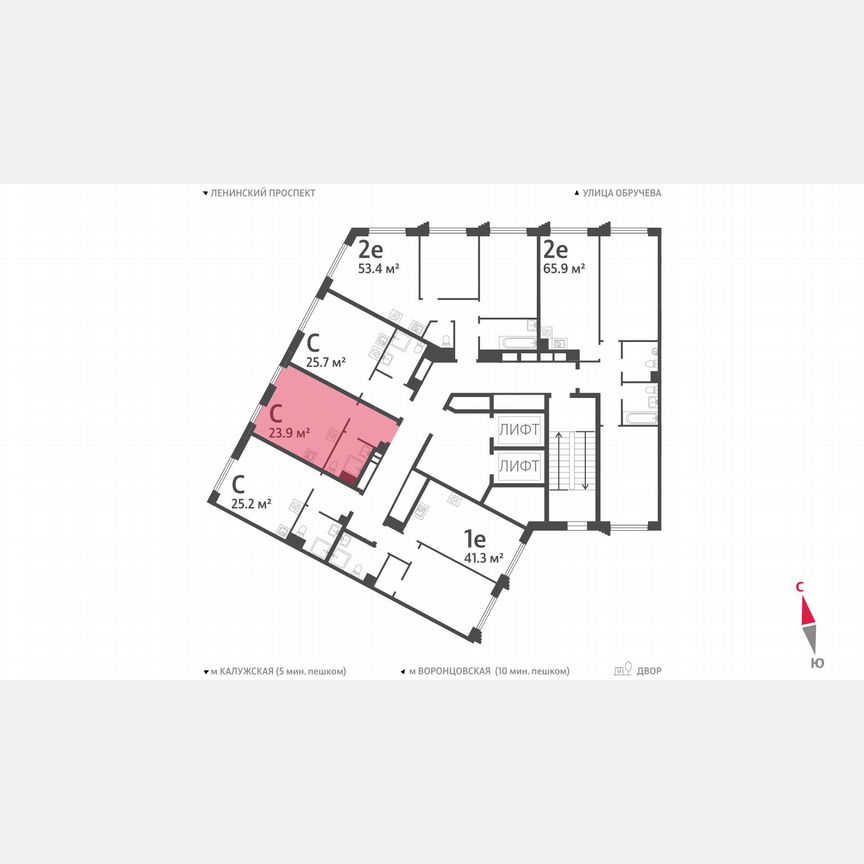 Квартира-студия, 23,9 м², 7/58 эт.