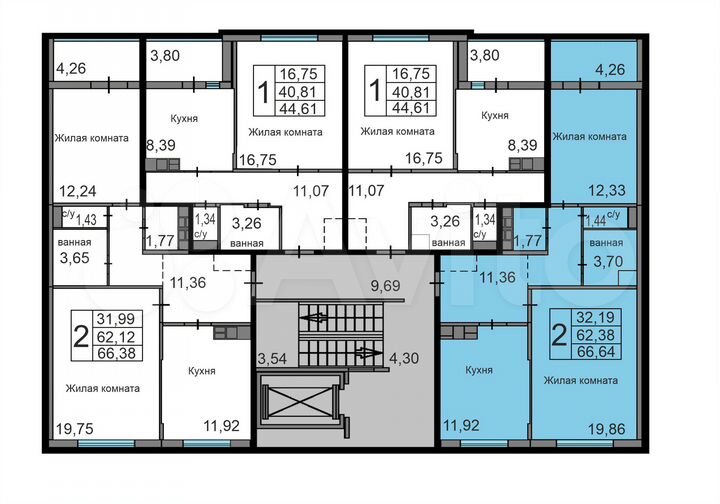 2-к. квартира, 66,4 м², 5/10 эт.