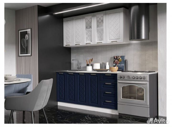 Кухня Агава мдф 1600 акация белая-сапфир