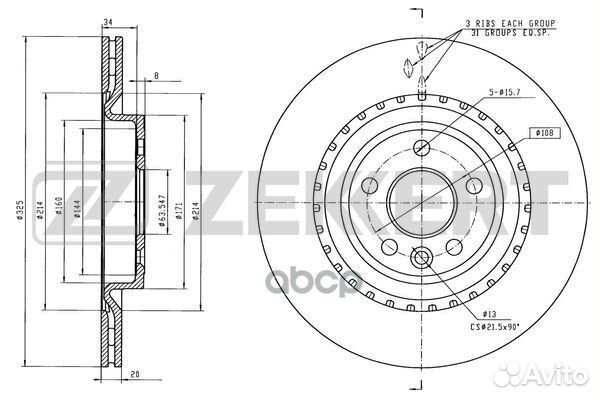 Диск тормозной зад. LR Range Rover Velar 17- J