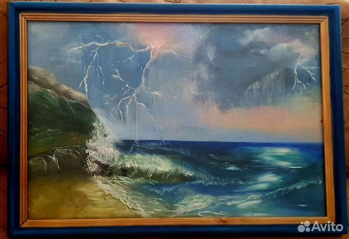 Картина маслом#пейзаж#,природа#море#гроза