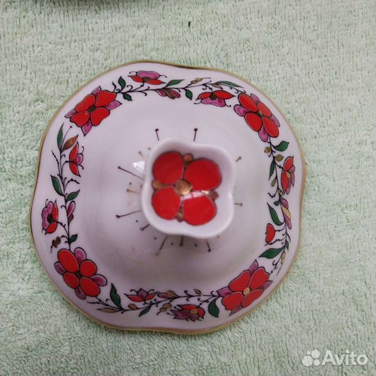 Поднос блюдо Гжель, лфз петушки