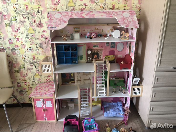 Кукольный домик для барби с мебелью