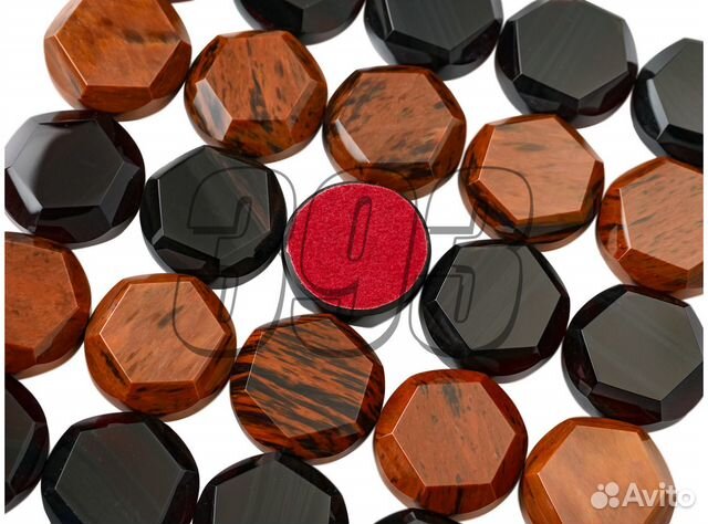 Фишки для нард 29 мм Грани (обсидиан корич (39814)