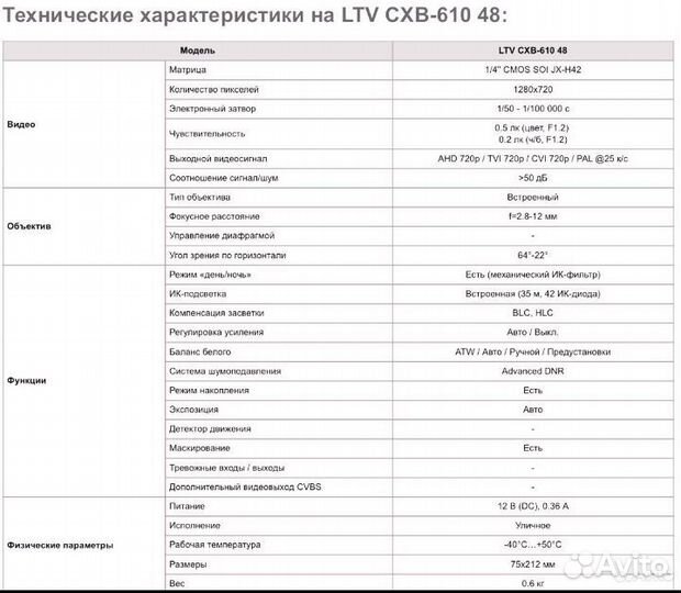 Видеокамера LTV CXB-610 48