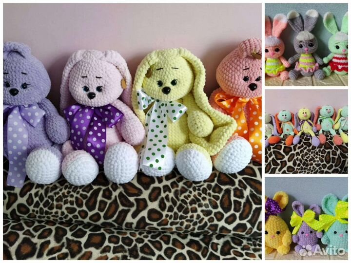 Вязаные игрушки Зайки