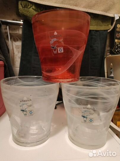 Горшки для цветов (стекло, пластик)