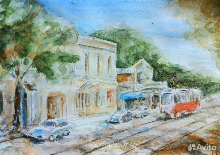 Пейзаж акварелью Пятигорск