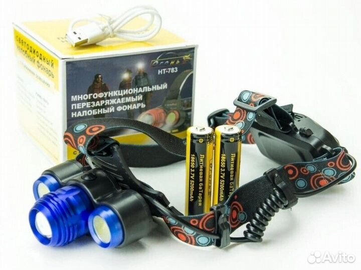 Фонарь налобный 3 LED Xml-T-6