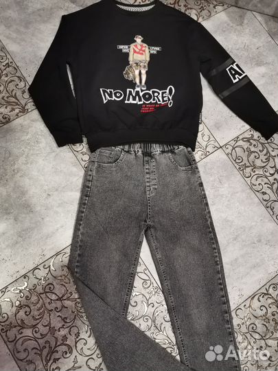 Пакетом для мальчика. Джинсы и свитшот. 158 см