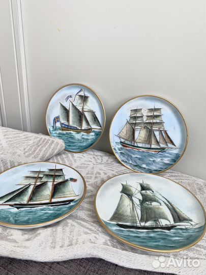 Винтажные тарелки с кораблями