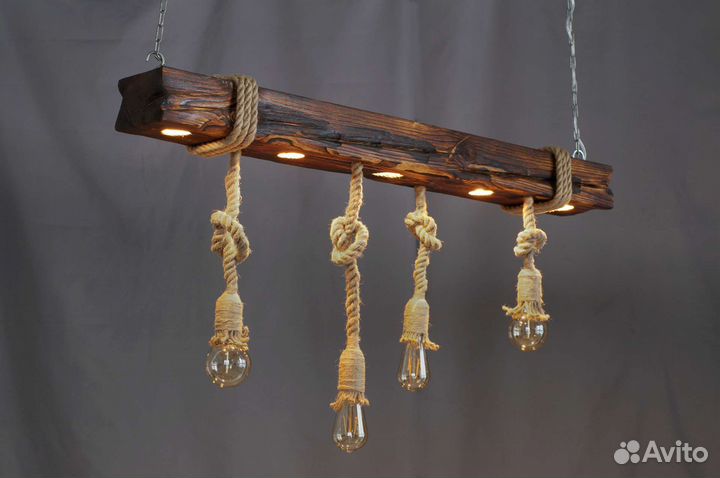 Светильник деревянный подвесной Лофт Loft
