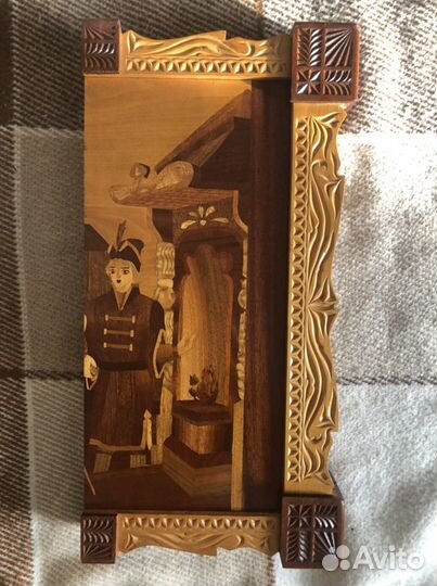 Нарды резные Панно в технике Маркетри