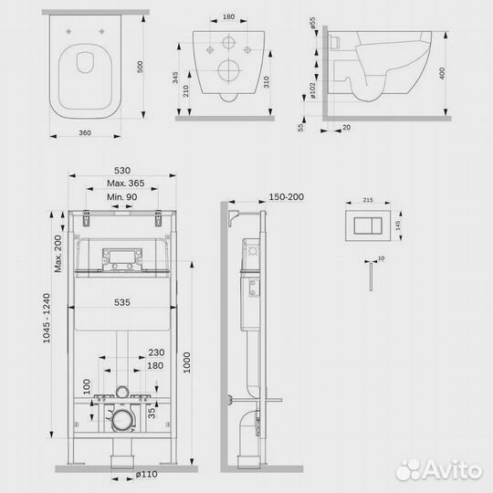 Инсталляция Am.Pm MasterFit IS100251.901701 с клавишей, хром, унитаз подвесной Am.Pm Gem, безободков