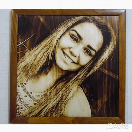 Подарок. Картина. Портрет. Выжженный на дереве