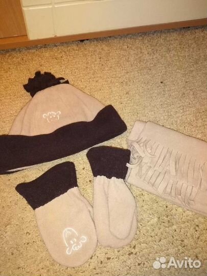 Шапка, шарф и варежки детские