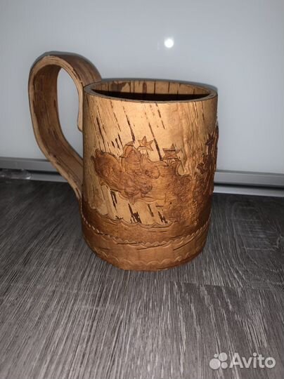 Кружки деревянные и из бересты