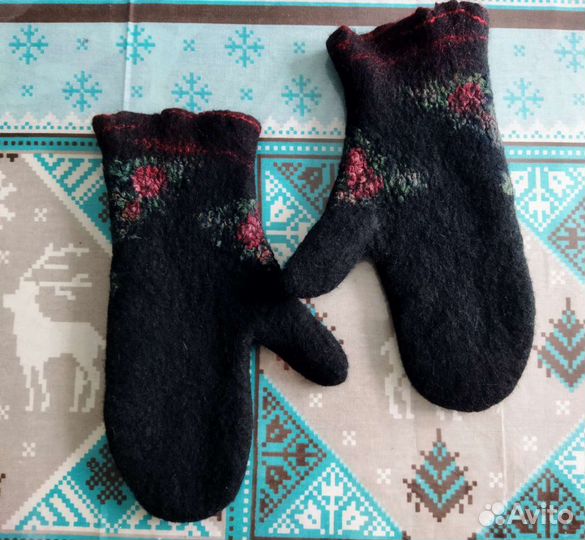 Варежки шерсть валяние