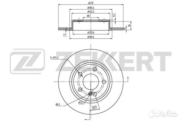 Zekkert BS-6366 Диск торм. зад. MB A-Class 176 12