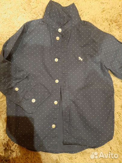 Рубашки hm синяя 98, белая 116