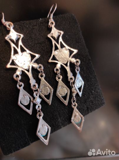 Серьги длинные бирюзовые