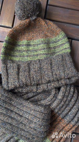 Шапка и шарф ручная работа Альпака шерсть