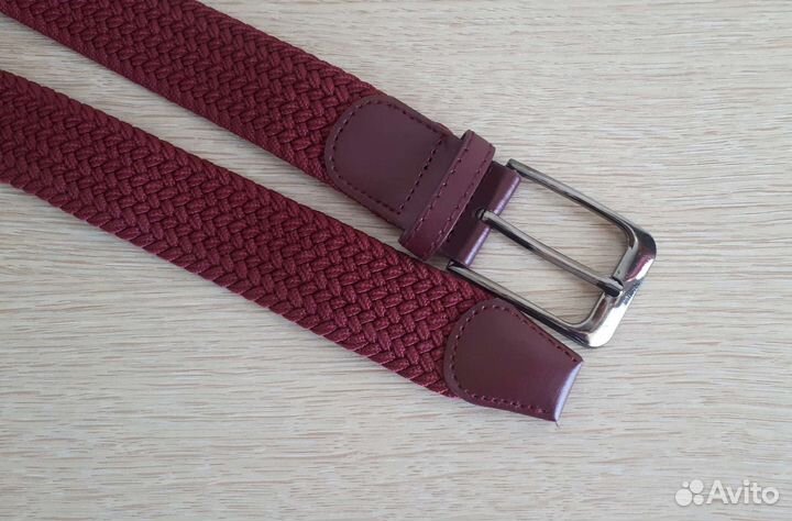 Ремень плетеный Бордовый