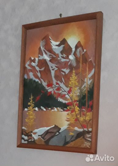 Картина сухой пастелью. Осенний каньон