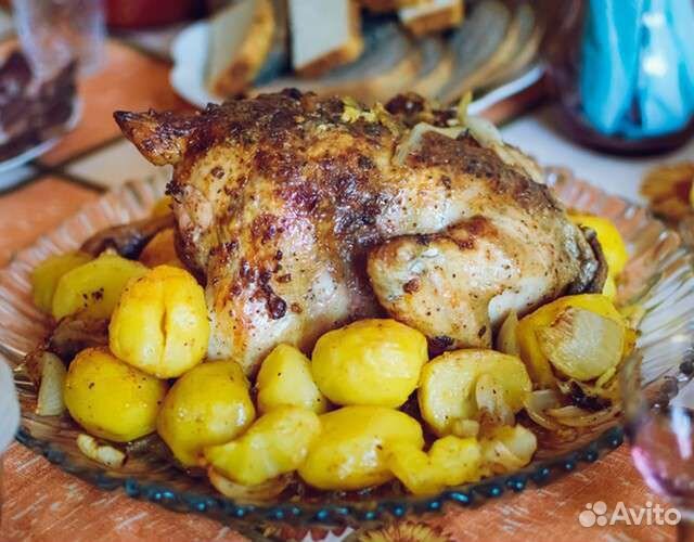 Яблоки,кура гриль домашняя