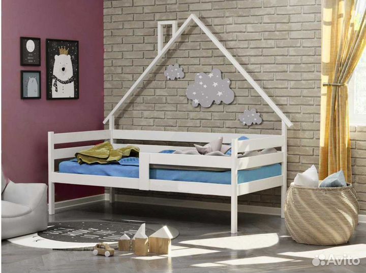 Софа для малыша Домик берёза с бортиком