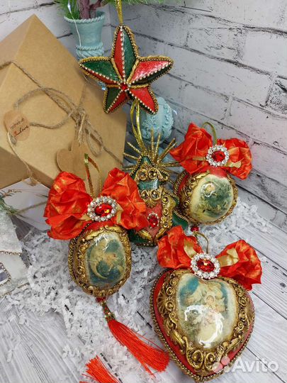 Новогодние игрушки ручной работы набор 5шт