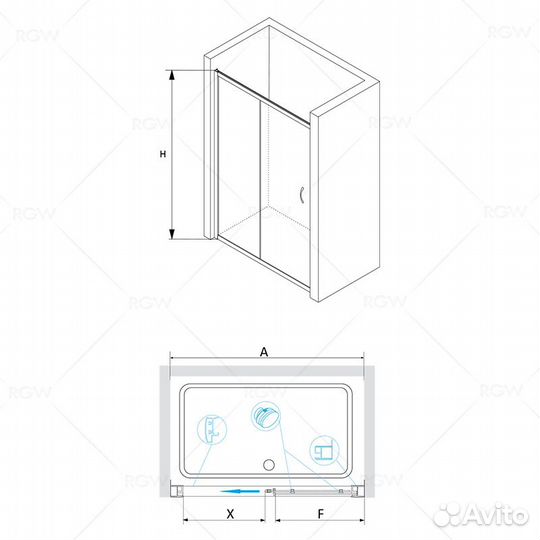 Душ. уголок Cezares 140cm w-ah-1-140/100-c-cr-iv