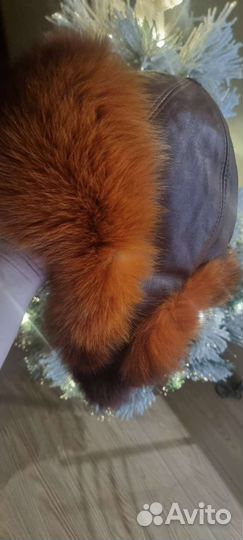 Шапка женская, натуральная кожа и мех