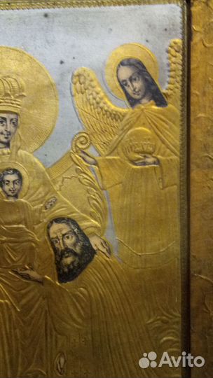 Икона, литография,тесенная Золотом