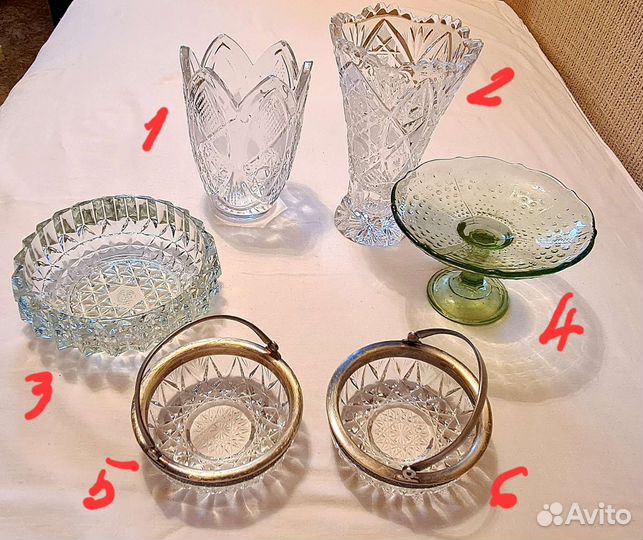 Хрустальные вазы, конфетницы, СССР