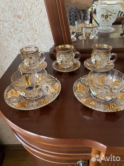 Хрустальные пары чашек Чехия