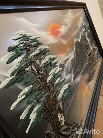 Картина панно барельеф пейзаж