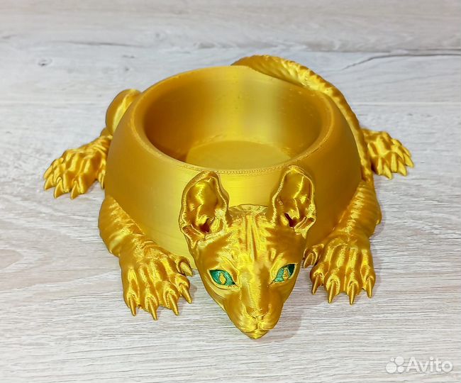 Миска для кошек Сфинкс 3D (золотой)