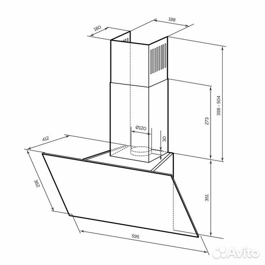 Вытяжка для кухни LEX MET GS 600 white стекло,бела