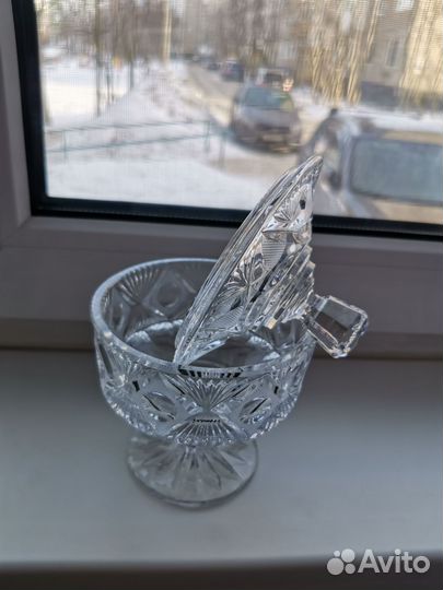 Хрустальная конфетница на ножке СССР